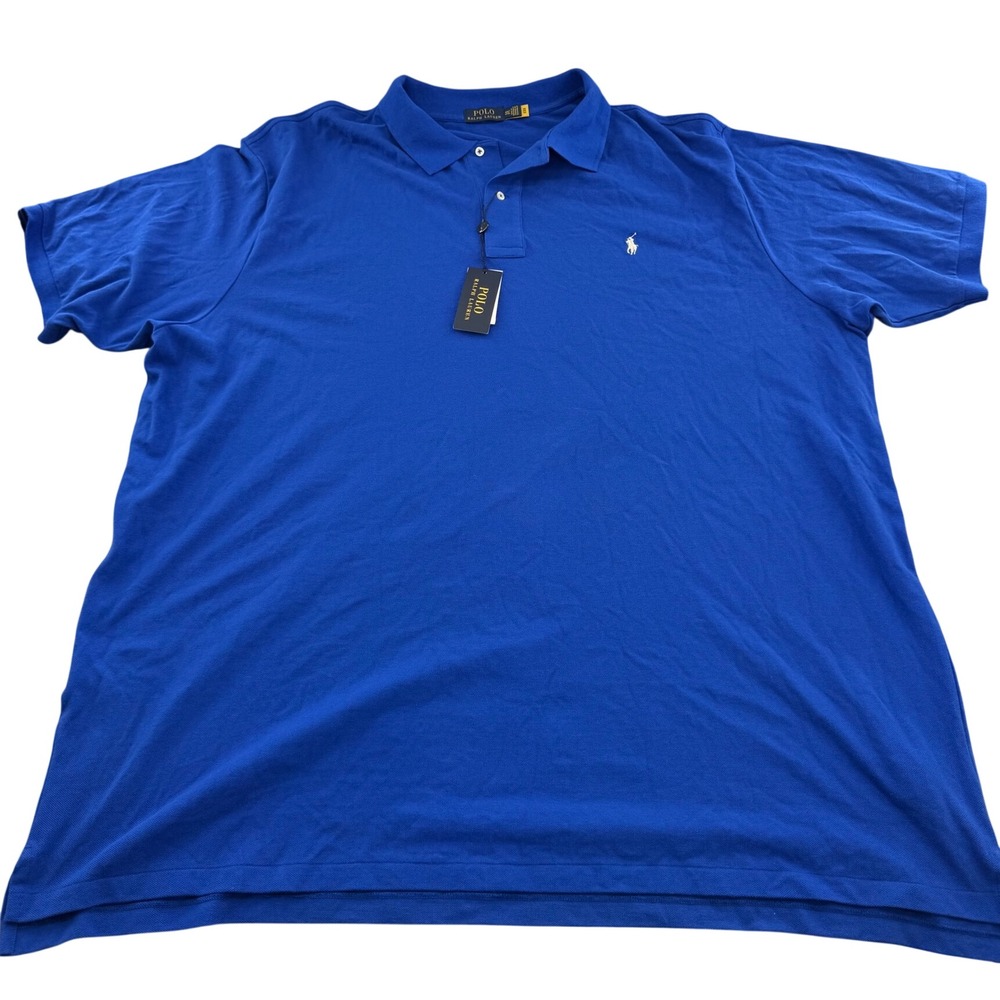 Polo Ralph Lauren Polo Shirt 4XLT Blue Short Sleeve White Pony Logo Quiet Luxury